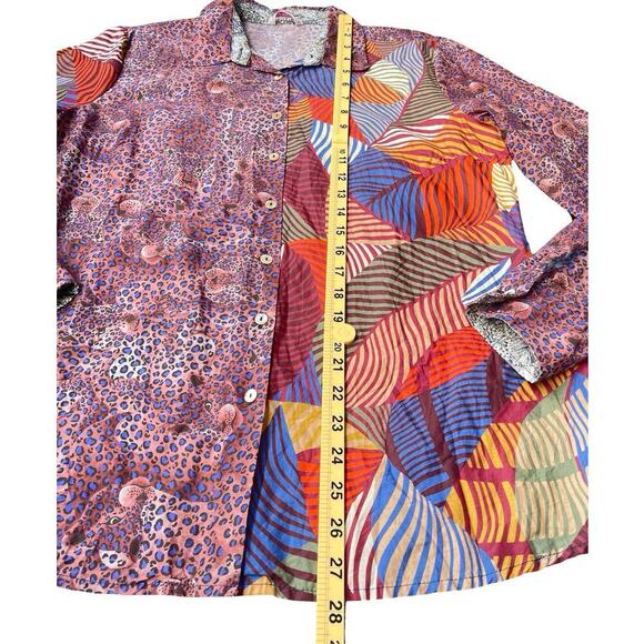 Miki Thumb Multicolor Cotton Button Front Shirt Leopard & Leaf Print - XL - Picture 8 of 10